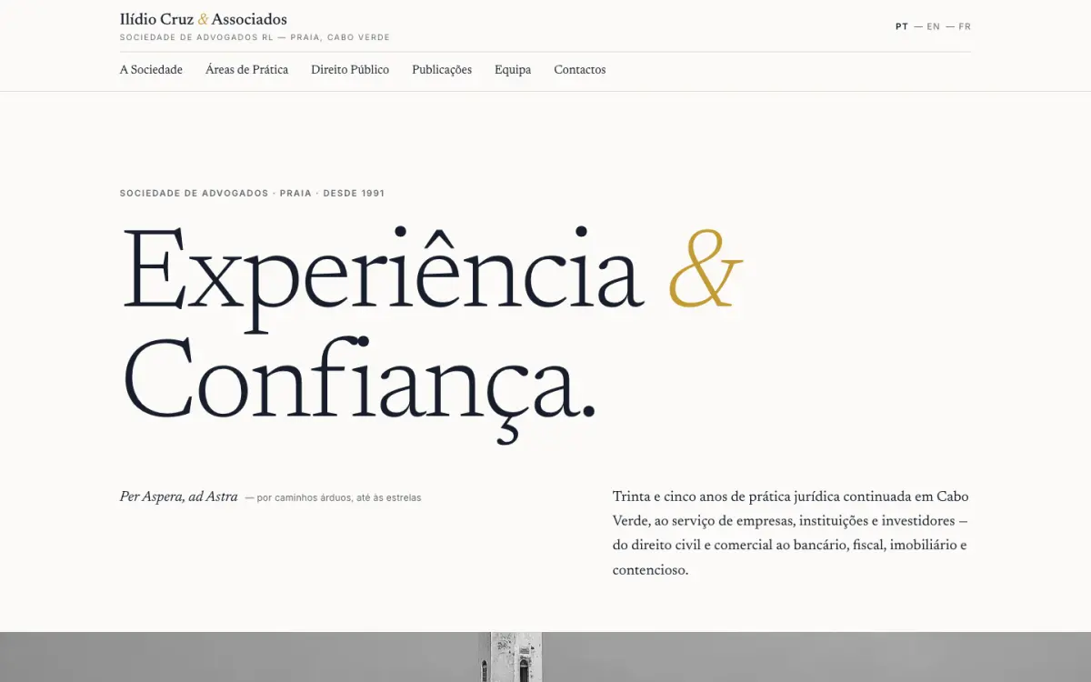 Ecrã inicial de Ilídio Cruz & Associados
